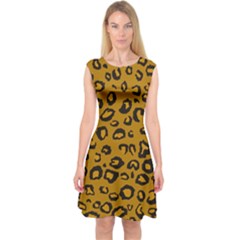 Golden Leopard Capsleeve Midi Dress by TRENDYcouture