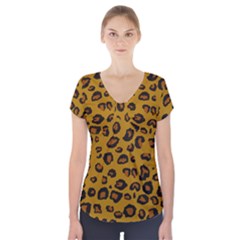 Classic Leopard Short Sleeve Front Detail Top