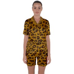 Classic Leopard Satin Short Sleeve Pyjamas Set by TRENDYcouture