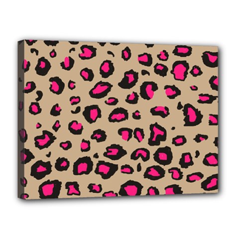 Pink Leopard 2 Canvas 16  X 12  by TRENDYcouture