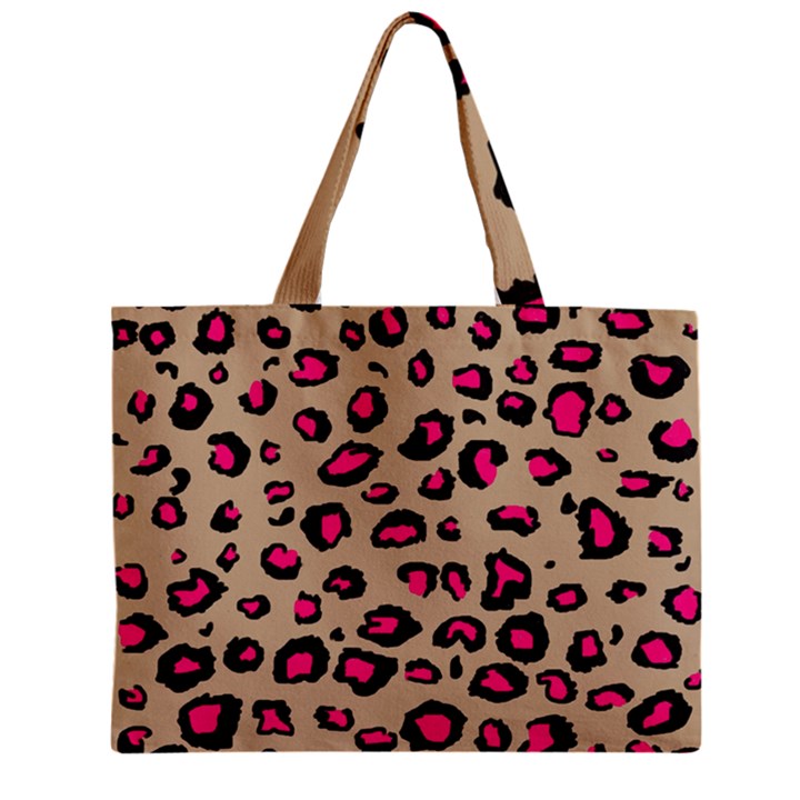 Pink Leopard 2 Zipper Mini Tote Bag