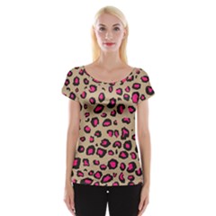 Pink Leopard 2 Cap Sleeve Tops by TRENDYcouture