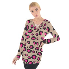 Pink Leopard 2 Tie Up Tee by TRENDYcouture