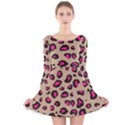 Pink Leopard 2 Long Sleeve Velvet Skater Dress View1