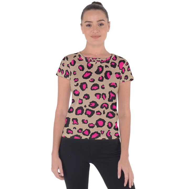 Pink Leopard 2 Short Sleeve Sports Top 