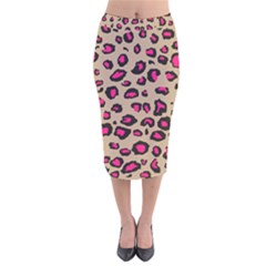 Pink Leopard 2 Velvet Midi Pencil Skirt by TRENDYcouture