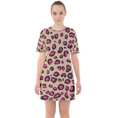 Pink Leopard 2 Sixties Short Sleeve Mini Dress