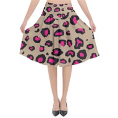 Pink Leopard 2 Flared Midi Skirt