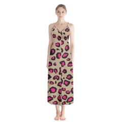 Pink Leopard 2 Button Up Chiffon Maxi Dress by TRENDYcouture