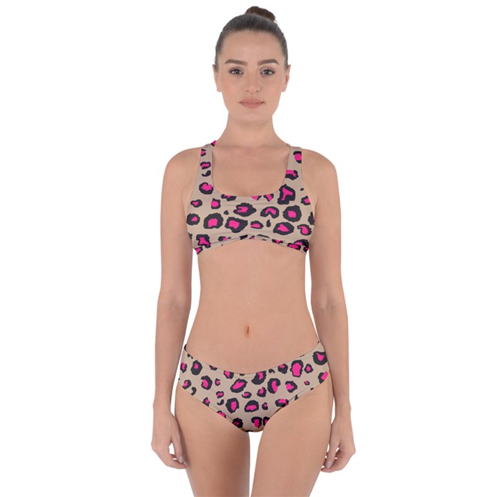 Pink Leopard 2 Criss Cross Bikini Set