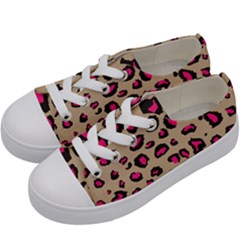 Pink Leopard 2 Kids  Low Top Canvas Sneakers