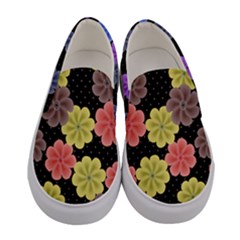 Colorful Cosmos Florals Women s Canvas Slip Ons