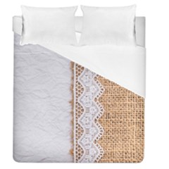 Parchement,lace And Burlap Duvet Cover (queen Size) by NouveauDesign