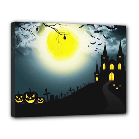 Halloween landscape Canvas 14  x 11 