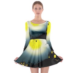 Halloween landscape Long Sleeve Skater Dress