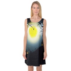 Halloween landscape Sleeveless Satin Nightdress