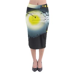 Halloween landscape Midi Pencil Skirt