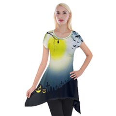 Halloween landscape Short Sleeve Side Drop Tunic