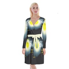 Halloween landscape Long Sleeve Velvet Front Wrap Dress