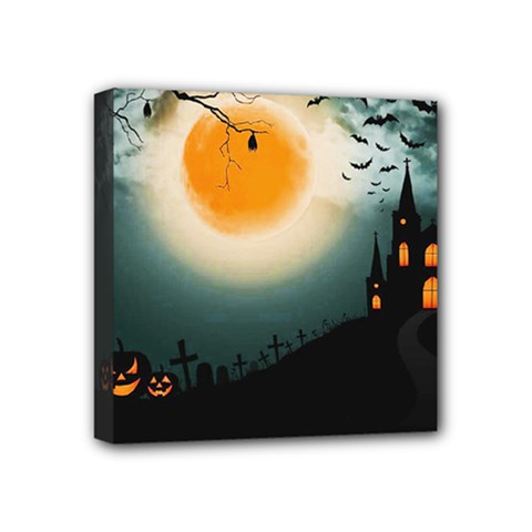 Halloween Landscape Mini Canvas 4  X 4  by ValentinaDesign