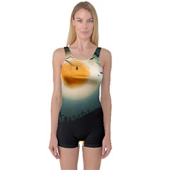 Halloween Landscape One Piece Boyleg Swimsuit