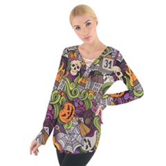 Halloween Pattern Tie Up Tee by ValentinaDesign