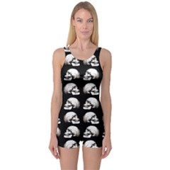 Halloween Skull Pattern One Piece Boyleg Swimsuit