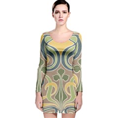 Art Nouveau Long Sleeve Velvet Bodycon Dress by NouveauDesign