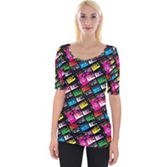 Pattern Colorfulcassettes Icreate Wide Neckline Tee