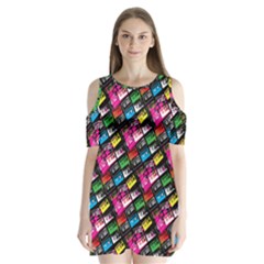 Pattern Colorfulcassettes Icreate Shoulder Cutout Velvet One Piece