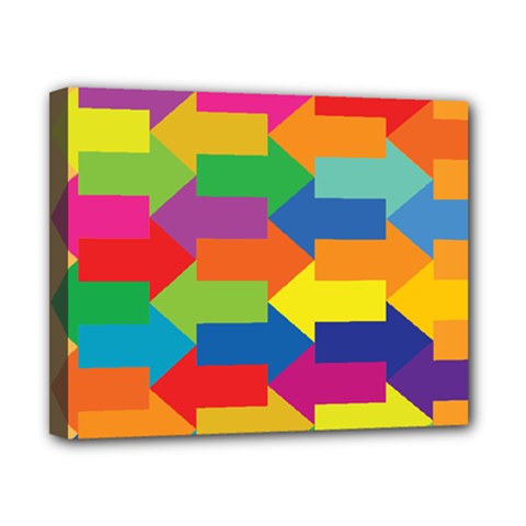 Arrow Rainbow Orange Blue Yellow Red Purple Green Canvas 10  X 8 