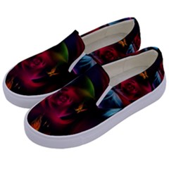 Beautiful Butterflies Rainbow Space Kids  Canvas Slip Ons