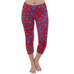Blue Red Space Galaxy Capri Winter Leggings  by Mariart