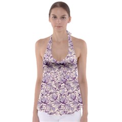 Vegetable Cabbage Purple Flower Babydoll Tankini Top