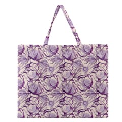 Vegetable Cabbage Purple Flower Zipper Large Tote Bag by Mariart