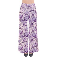 Vegetable Cabbage Purple Flower Pants by Mariart