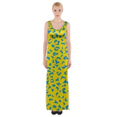 Blue Yellow Space Galaxy Maxi Thigh Split Dress by Mariart