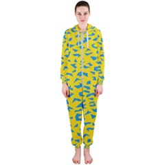 Blue Yellow Space Galaxy Hooded Jumpsuit (ladies)  by Mariart