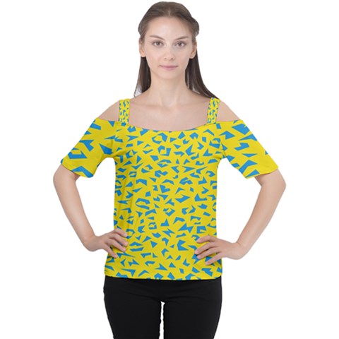 Blue Yellow Space Galaxy Cutout Shoulder Tee by Mariart