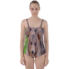 Baby Bear Animals Twist Front Tankini Set