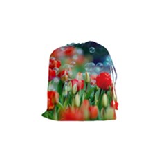 Colorful Flowers Drawstring Pouches (small)  by Mariart