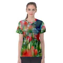 Colorful Flowers Women s Sport Mesh Tee