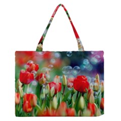 Colorful Flowers Zipper Medium Tote Bag