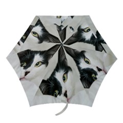 Cat Face Cute Black White Animals Mini Folding Umbrellas