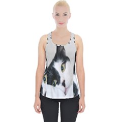 Cat Face Cute Black White Animals Piece Up Tank Top by Mariart
