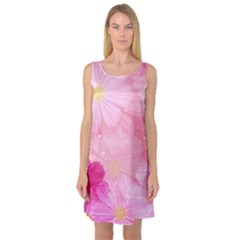 Cosmos Flower Floral Sunflower Star Pink Frame Sleeveless Satin Nightdress