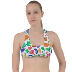 Pattern Autumn White Criss Cross Racerback Sports Bra