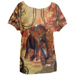 Steampunk, Steampunk Elephant With Clocks And Gears Women s Oversized Tee by FantasyWorld7