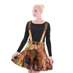 Steampunk, Steampunk Elephant With Clocks And Gears Suspender Skater Skirt by FantasyWorld7