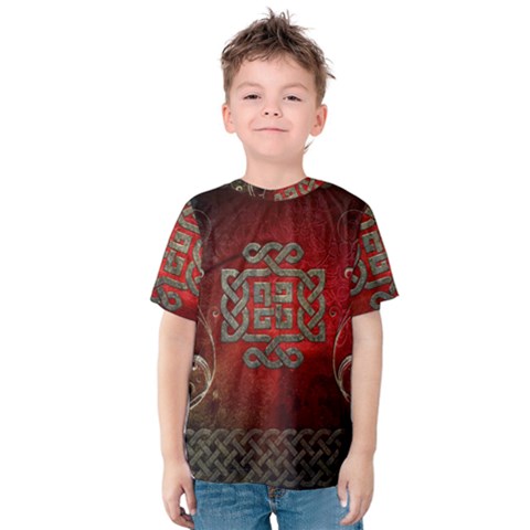 The Celtic Knot With Floral Elements Kids  Cotton Tee by FantasyWorld7